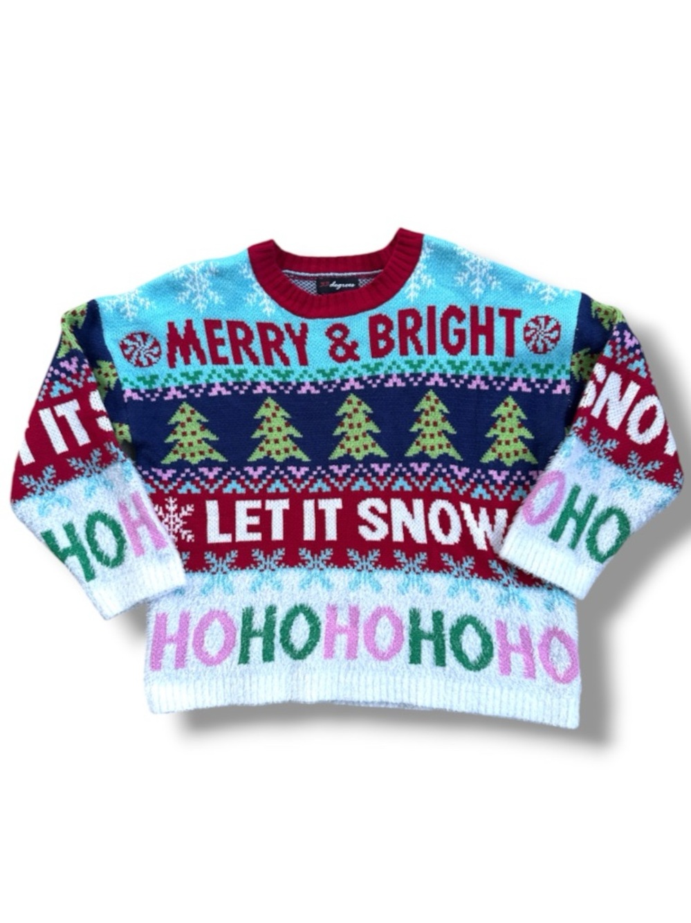 33 Degrees Merry & Bright/Let It Snow Ugly Christmas Sweater Size Large
